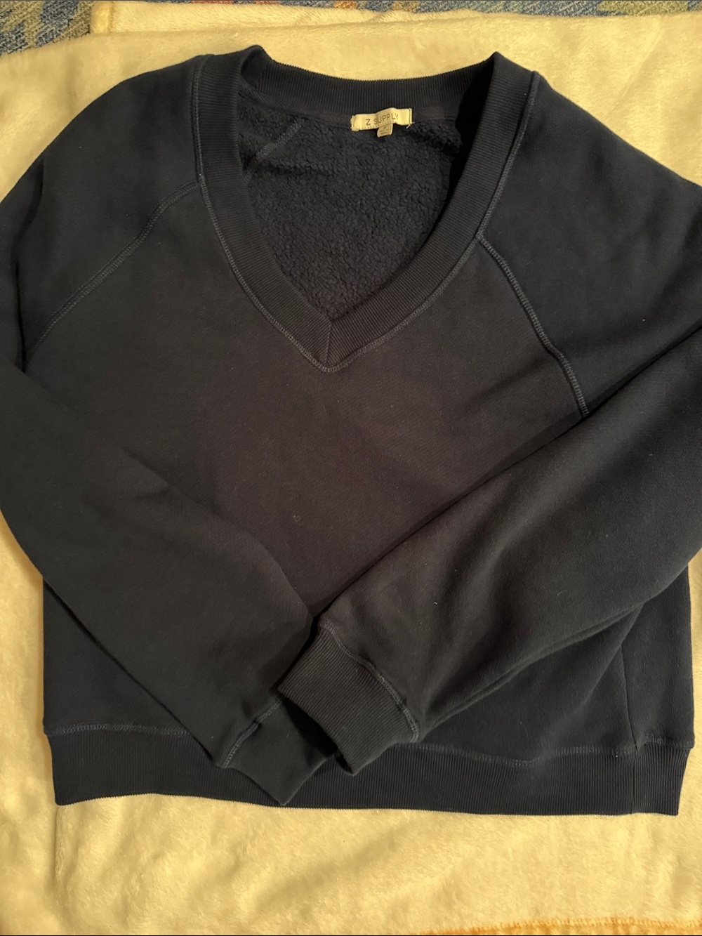 Z Supply Lounge Womens V-Neck Sweatshirt in Navy